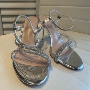 Silver Diamond Strap Heels